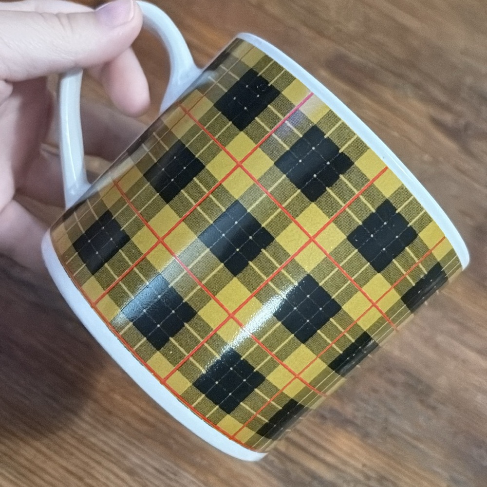 Plaid Ceramic Mug - Yellow and Black